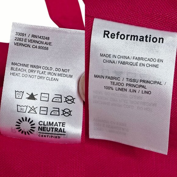 Reformation Orzo Set Corvette Pink Linen Two Piece Top Skirt Size 6 - Picture 10 of 12